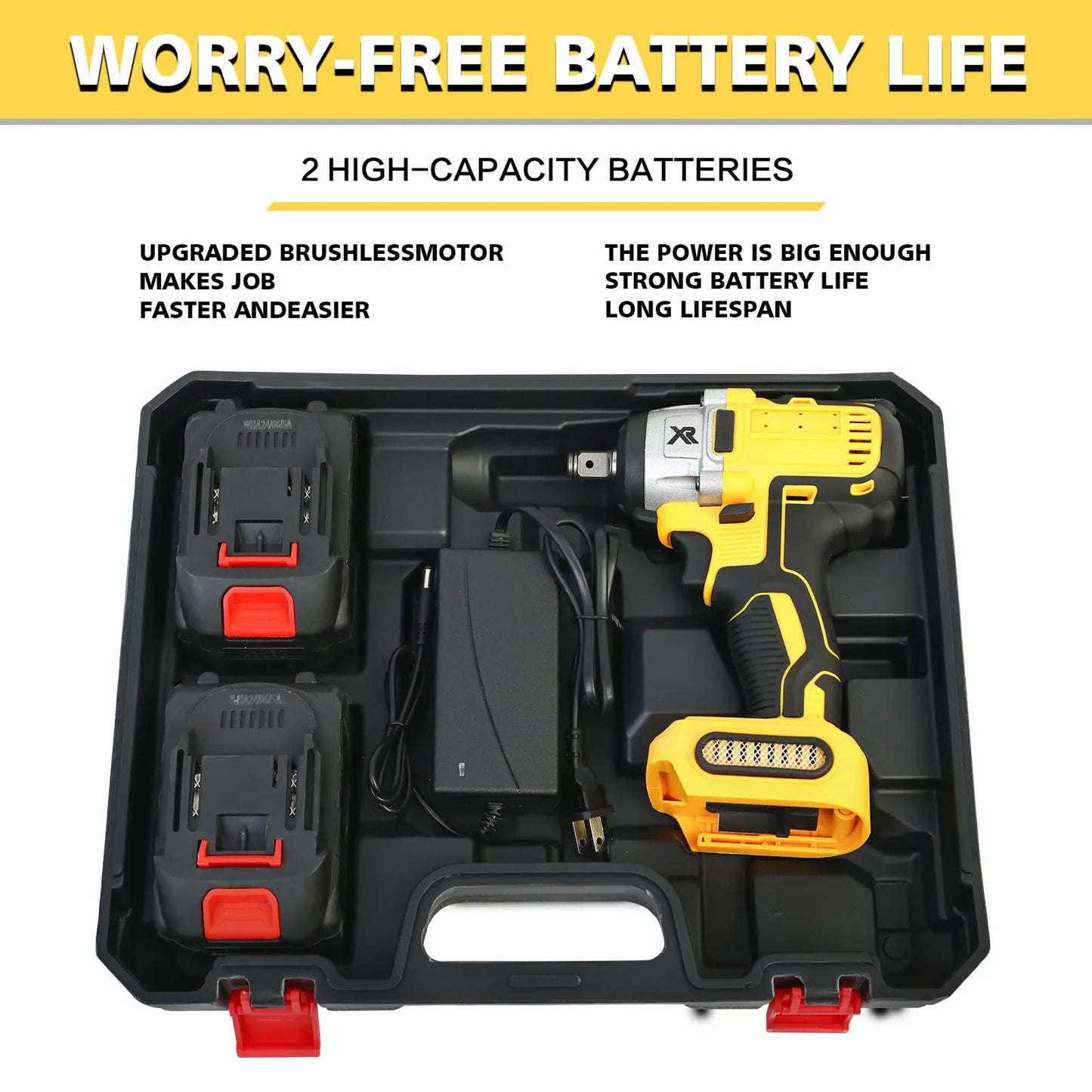 1/2" Cordless Impact Wrench 20V Batteries Charger