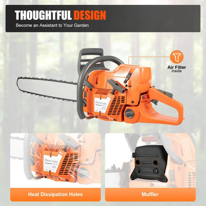 72CC 24" 2 Stroke Handheld Cordless Chain Saw, Gas Powered Chainsaw,