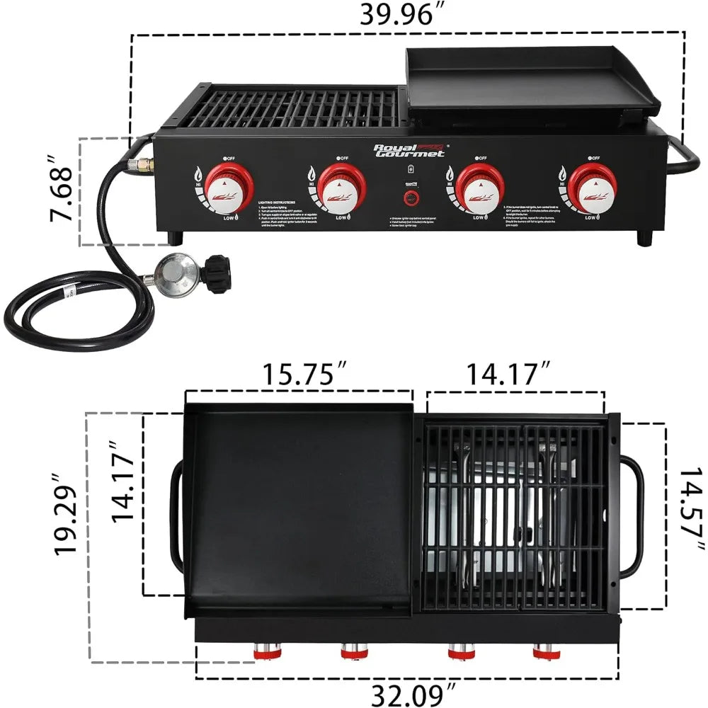 GD4002T 4-Burner Tailgater Grill and Griddle Combo