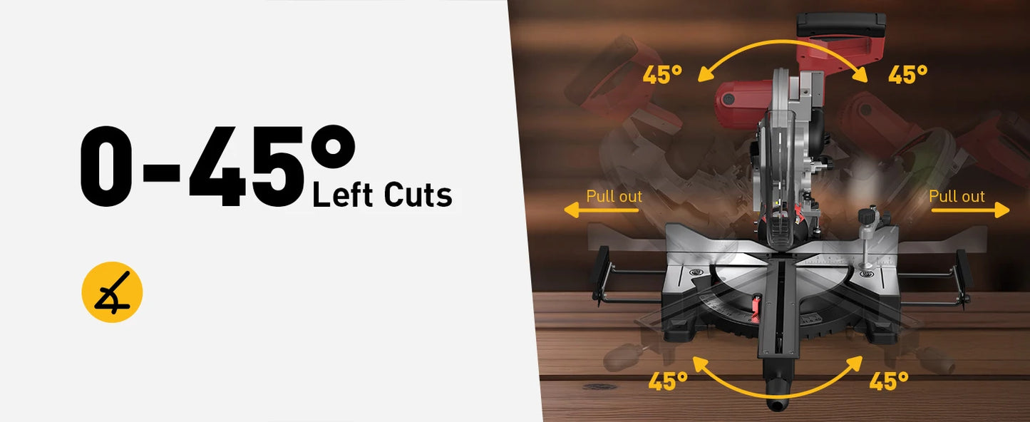 Sliding Compound Miter Saw 10/12 Inch Single/Dual-Bevel , 5000/3800RPM,