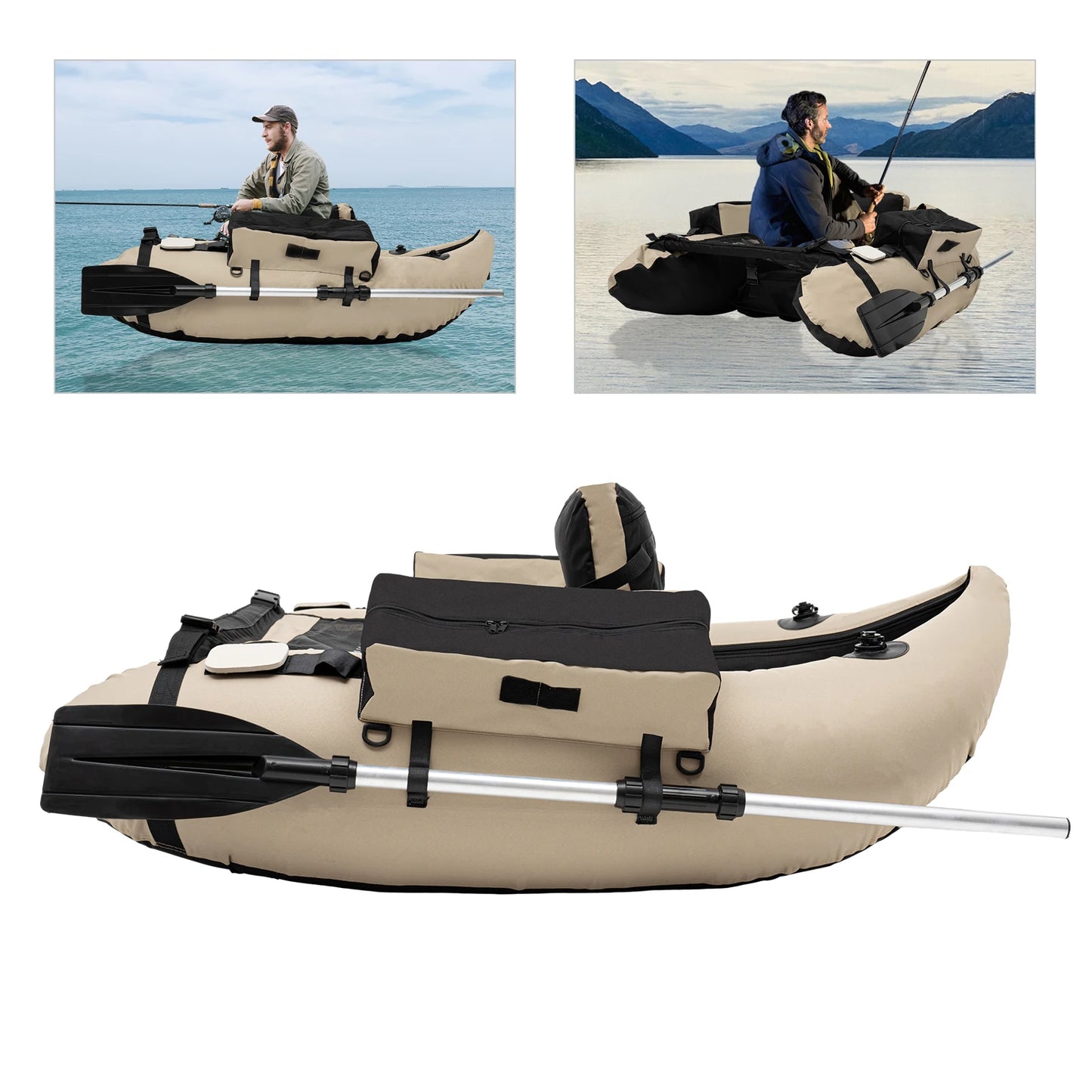 Inflatable Fishing Boat Portable Backrest Ocean/River