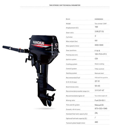 2-Stroke 12HP Outboard Motor for Fishing Boats