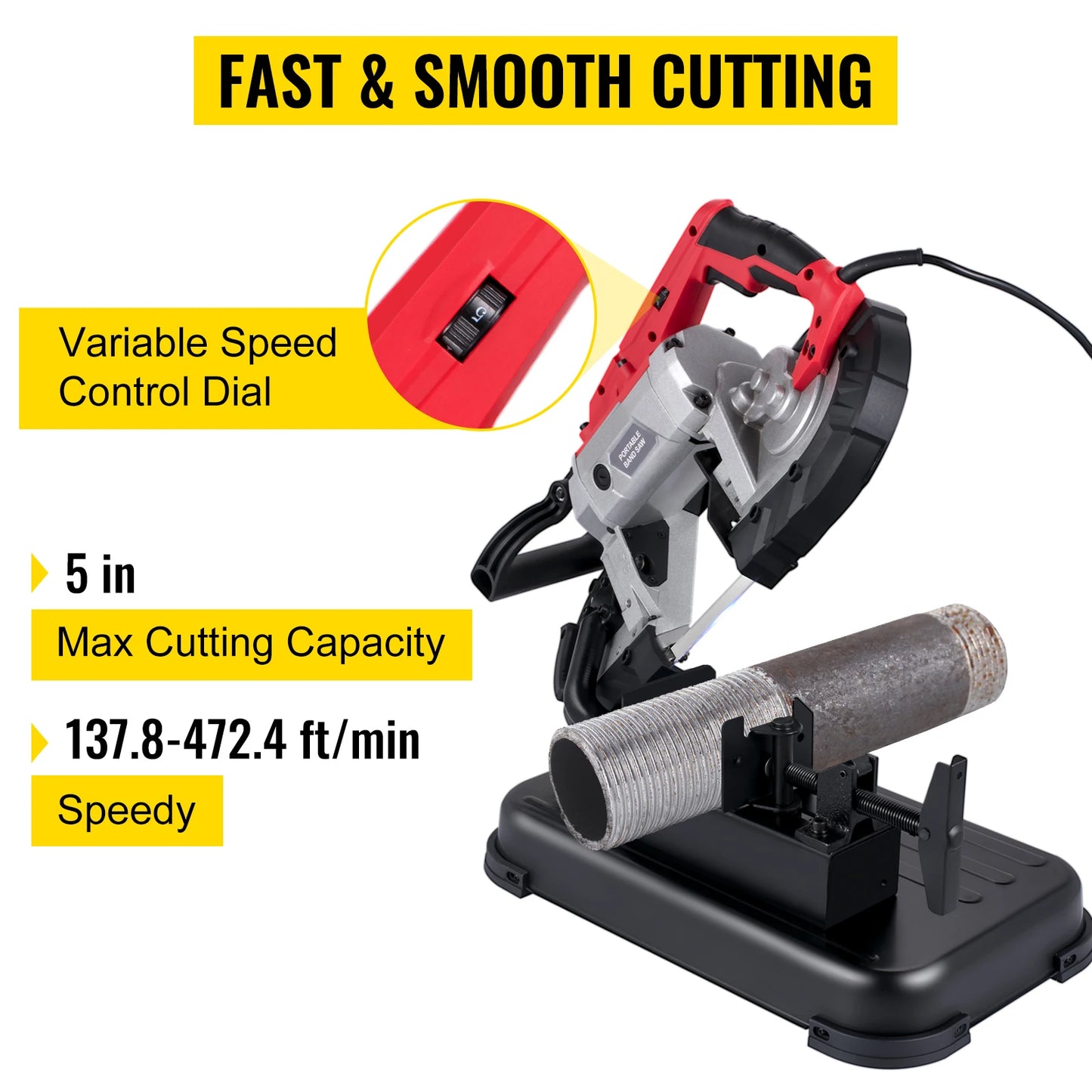 Portable Bandsaw 5Inch Cutting Capacity, Variable Speed