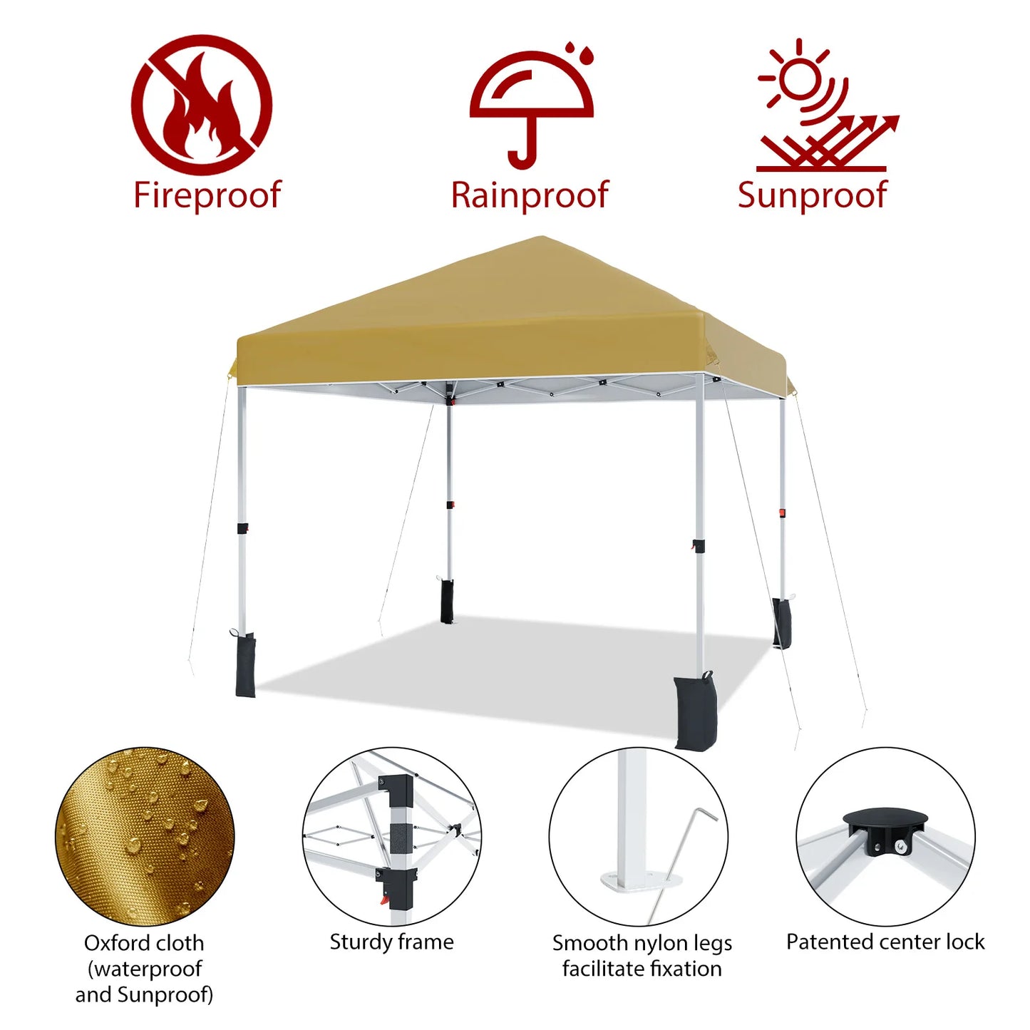 10x10ft Canopy Tent, Portable, Height Adjustable Waterproof