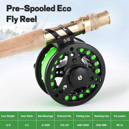 4-Piece Graphite Fly fishing Rod and Reel combo With Bag