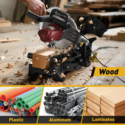 Compound Miter Saw Left Miter Single Bevel, Metal .Plastic, Wood