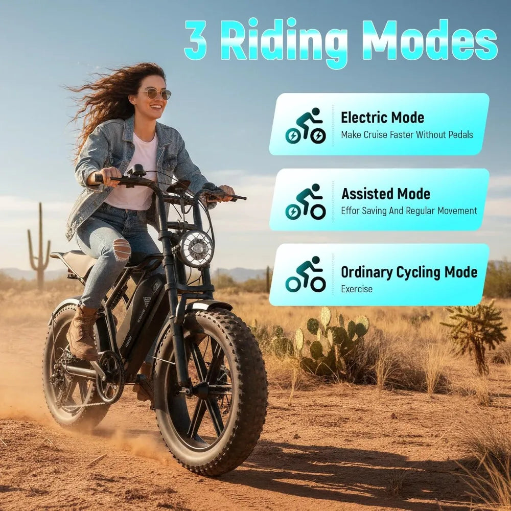 Electric Bike, 1500W Peak Motor, 28 MPH, 48V