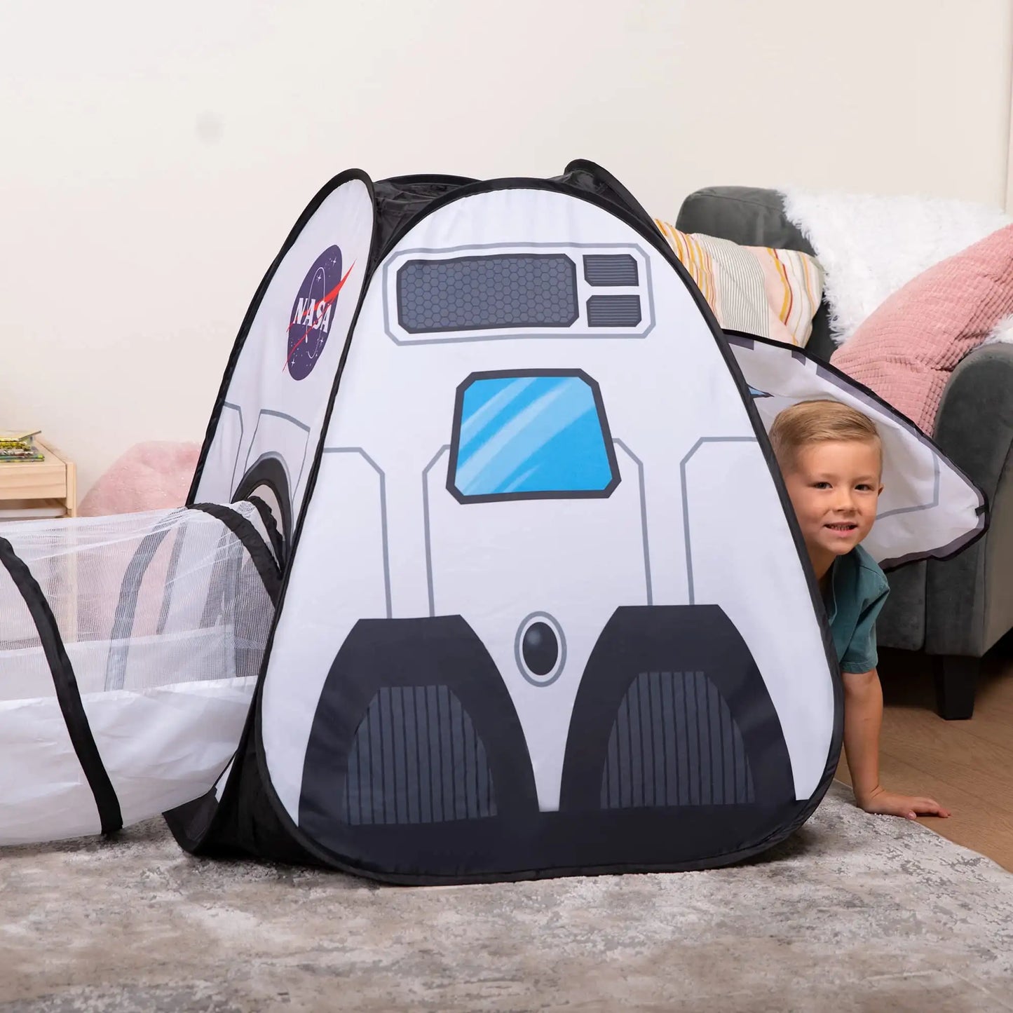 Rocket Ship Play Tents Pop up Tunnel 3-Piece for Kids
