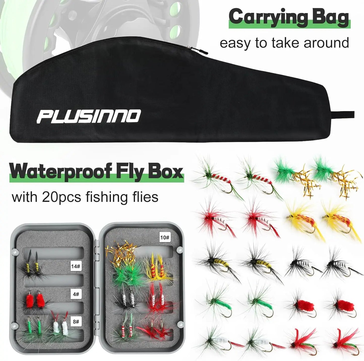 4-Piece Graphite Fly fishing Rod and Reel combo With Bag