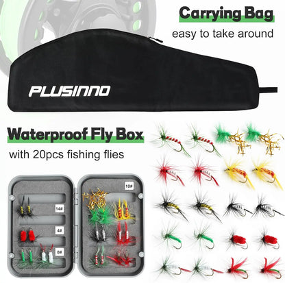 4-Piece Graphite Fly fishing Rod and Reel combo With Bag