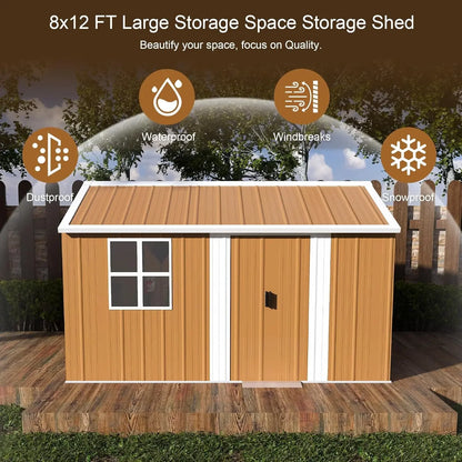 12x10 FT Metal Shed Windows, Door & Ventilation