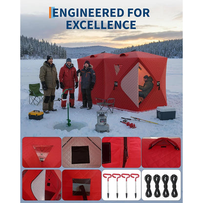 Fishing Shelter, Pop Up Thermal Insulated 1-8 Persons