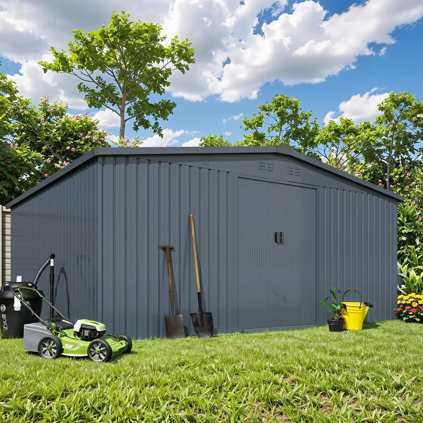 12x14 Outdoor Storage Shed Sliding Door Backyard