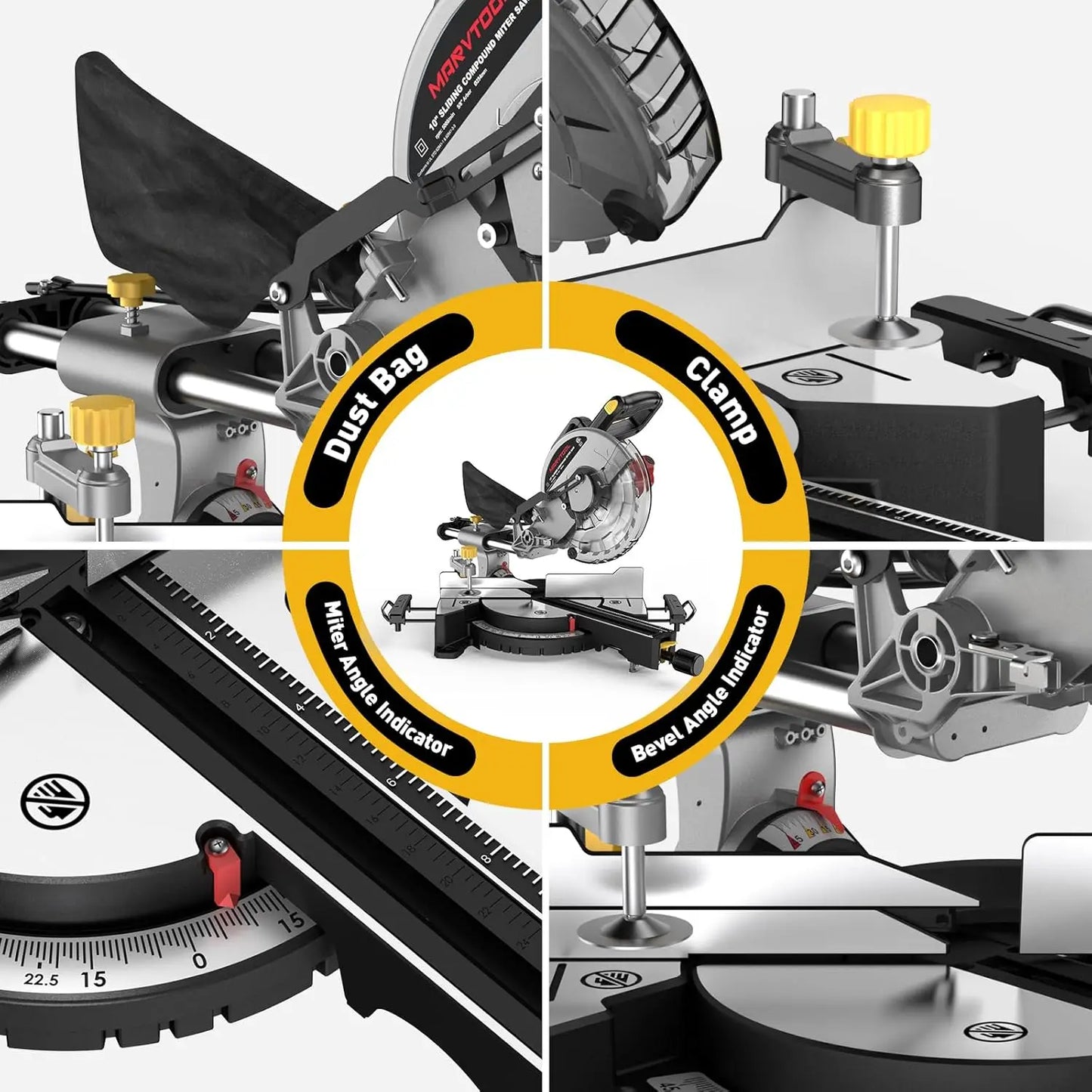 12-Inch Dual-Bevel Sliding Compound Miter Saw, 3800RPM, 0-45°, 15 Amp,