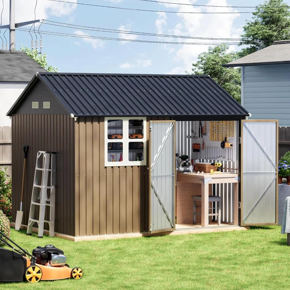 Update 8x10 FT Outdoor Metal Storage Shed
 Garden, Patio,