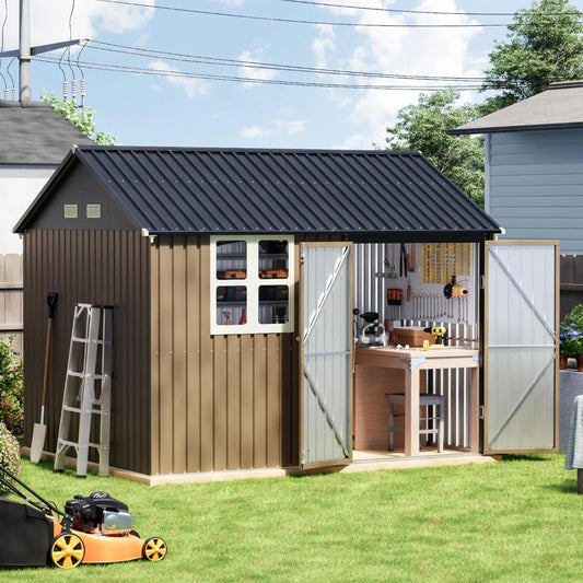 Update 8x10 FT Outdoor Metal Storage Shed
 Garden, Patio,