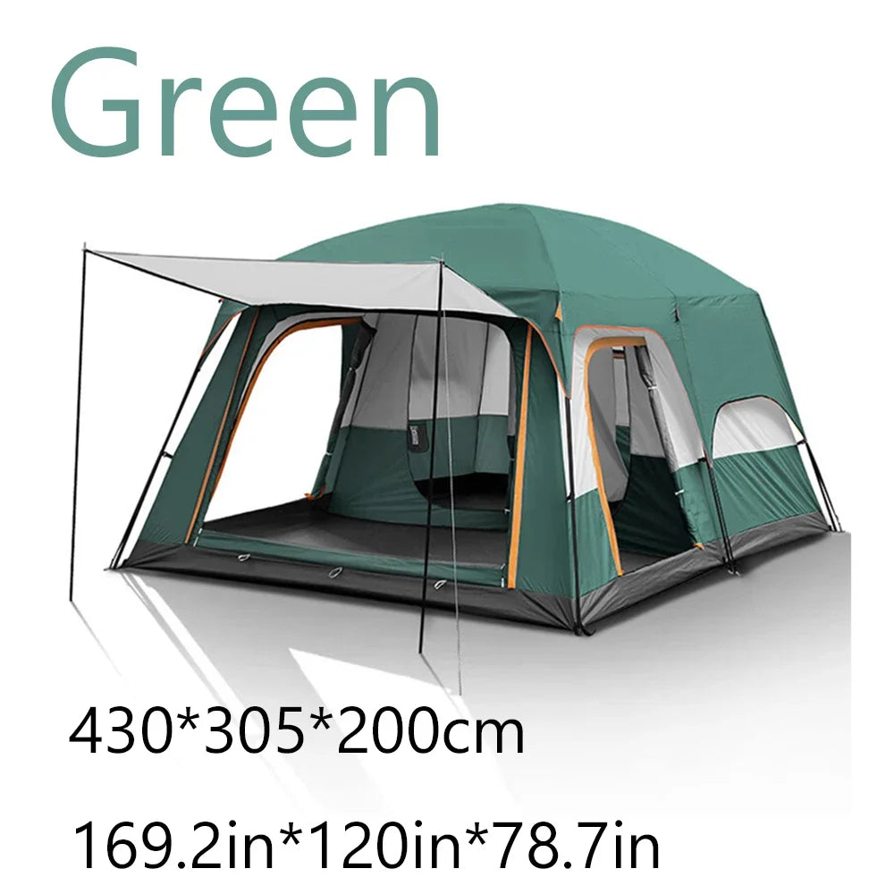 Large Family Tent 8-12 Person 
 Windproof with Sun Protection Mosquito Net,