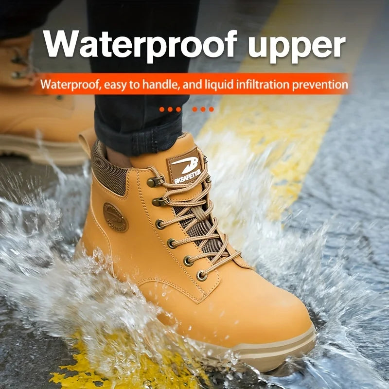 Men's Puncture-Proof Steel Toe Safety Boots Mechanics & Construction