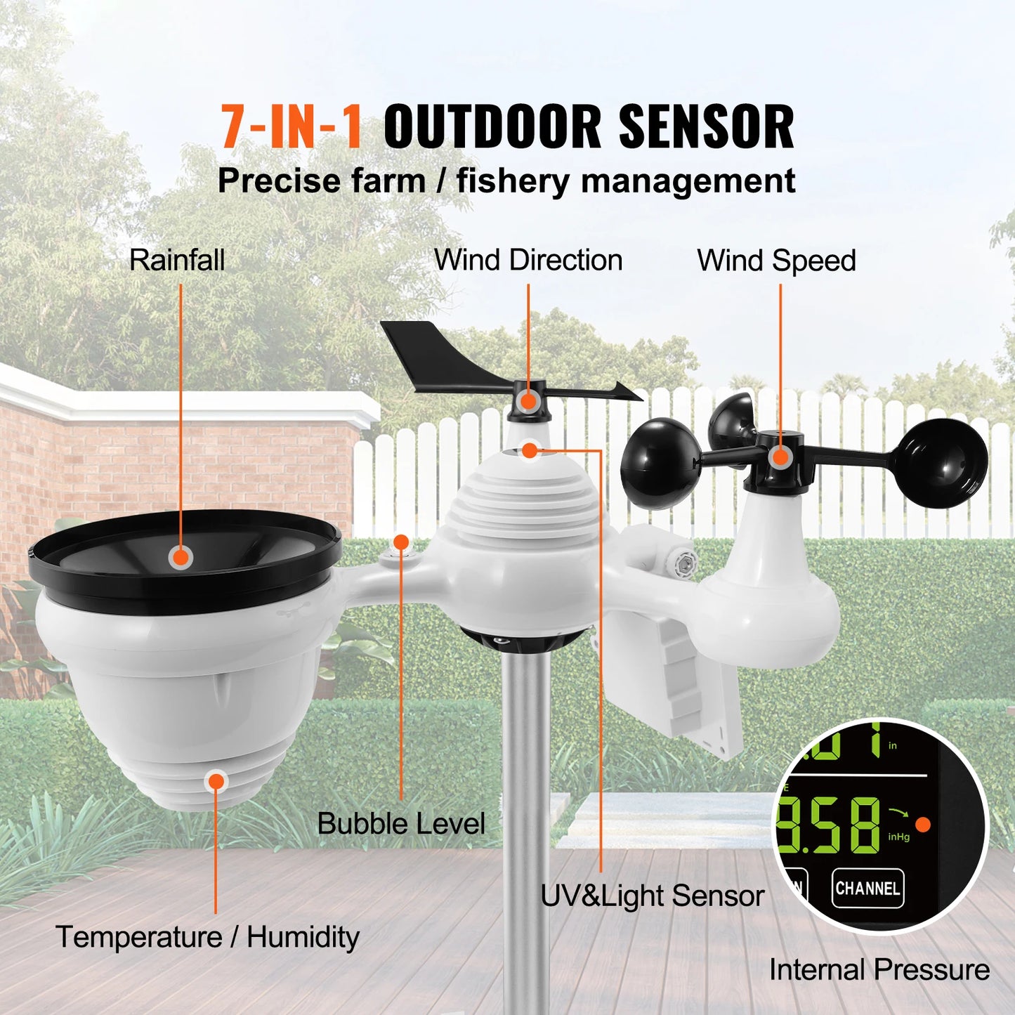 7-in-1 Wi-Fi Weather Station Color Display