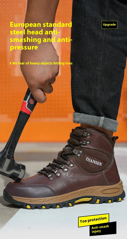 Waterproof Leather Indestructible Men Safety Boots Outdoor Military Industrial