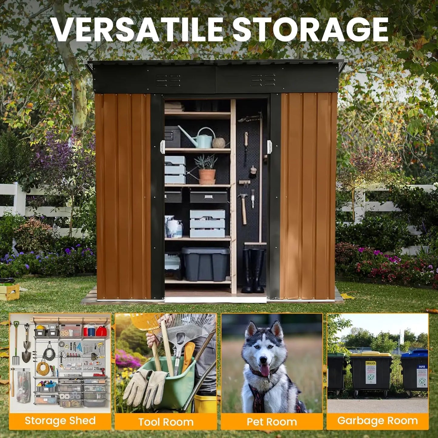 6x4 FT Outdoor Metal Storage Tool Backyard Patio