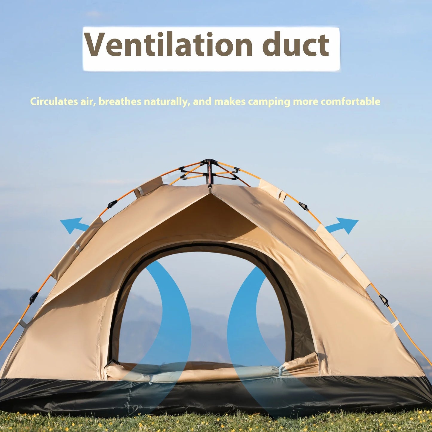 Instant Golden Tent - Portable 3-4 Person Sun & Rain Shelter for Beach & Camping