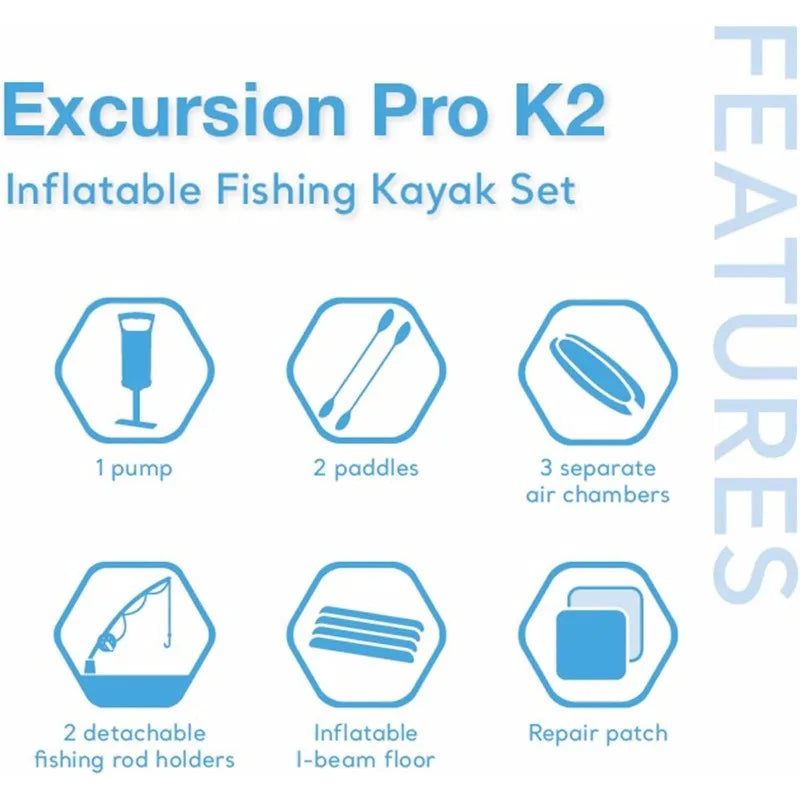 Inflatable Kayak 86 Inch Deluxe Paddles 2 Person