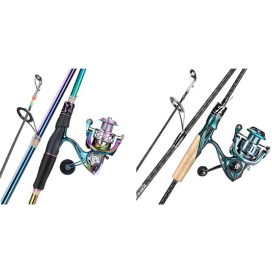 2 Packs Spinning Reel Rod Combo Colorful Portable Lightweight