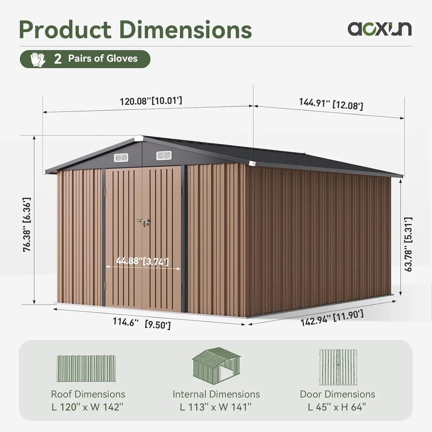 10x12FT Outdoor Storage Shed Backyard Patio