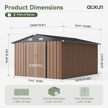 10x12FT Outdoor Storage Shed Backyard Patio