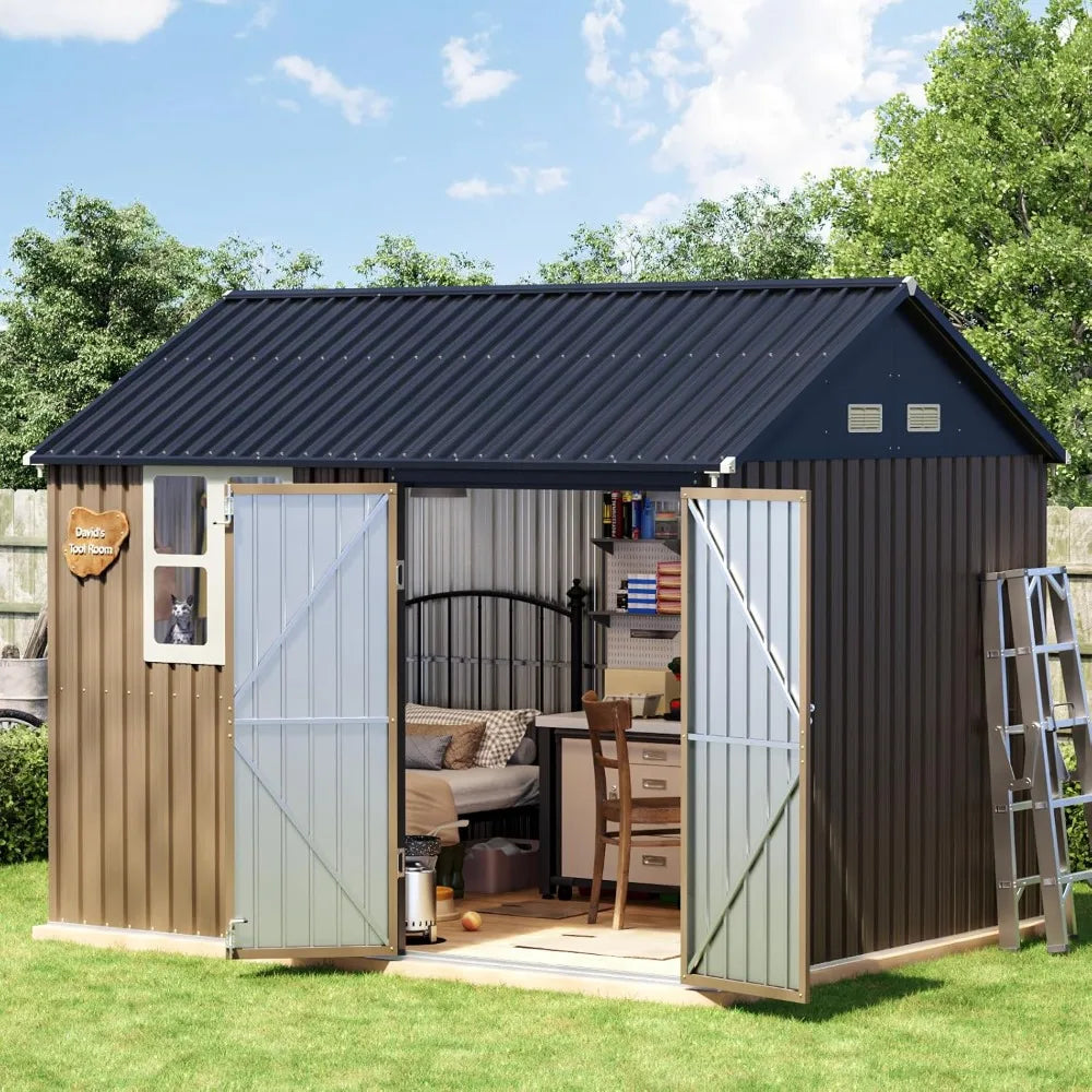 Update 8x10 FT Outdoor Metal Storage Shed
 Garden, Patio,
