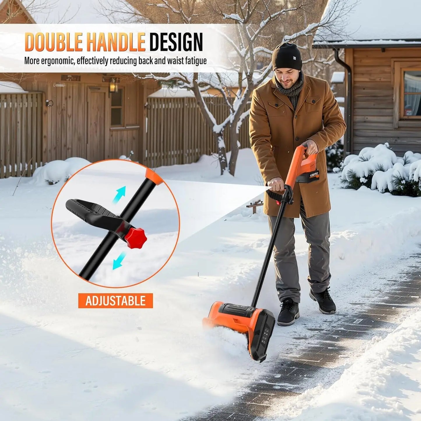 20V Cordless Electric Snow Shovel with 2 Batteries, Lightweight