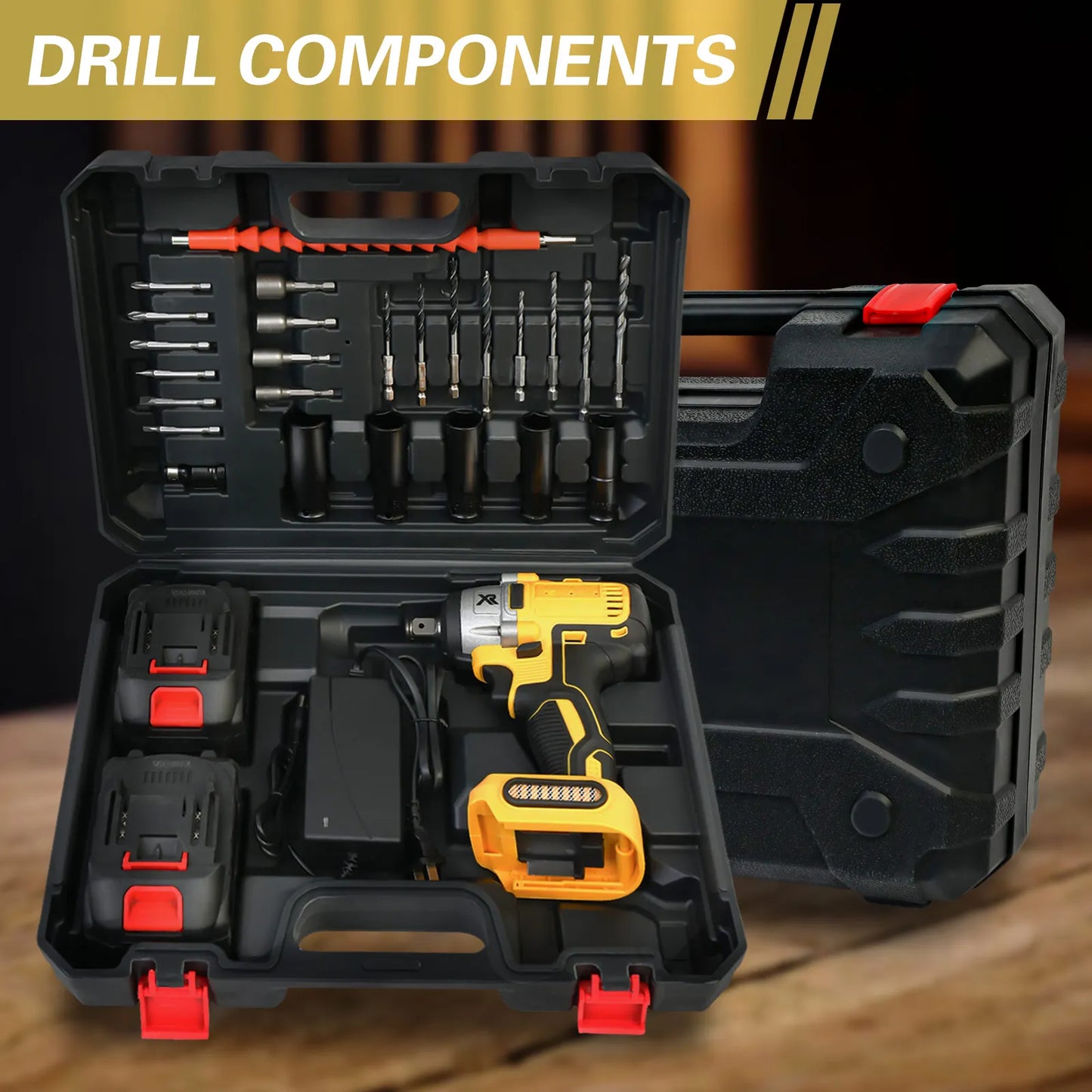 1/2" Cordless Impact Wrench 20V Batteries Charger