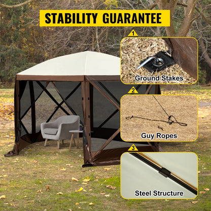Shelter 6-Sided 12' x 12' / 10' x 10' Sunshade 
 & Canopies Camping & Hiking