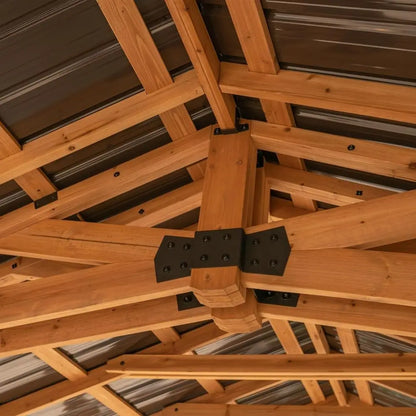 20ft x 12ft Cedar Wood Carport Pavilion with Steel Roof