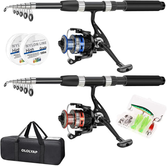 6.9ft Telescopic Fishing Rod and Reel Combo with Bag for Bass Saltwater Freshwater