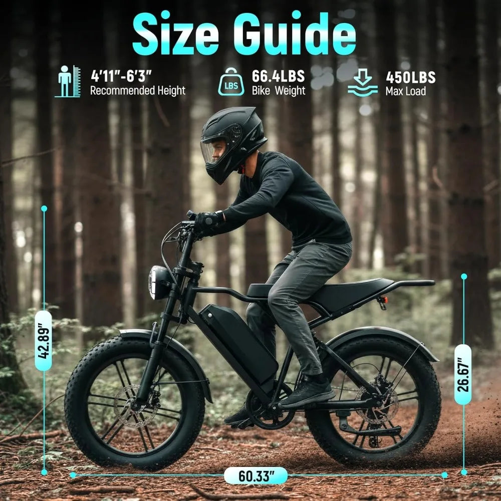 Electric Bike, 1500W Peak Motor, 28 MPH, 48V