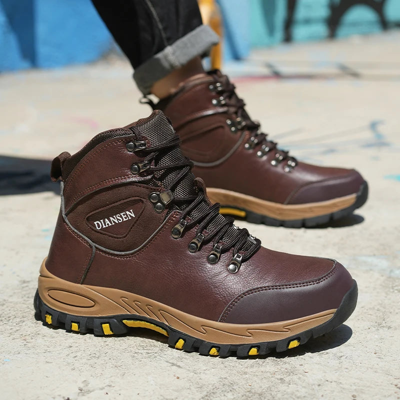 Waterproof Leather Indestructible Men Safety Boots Outdoor Military Industrial