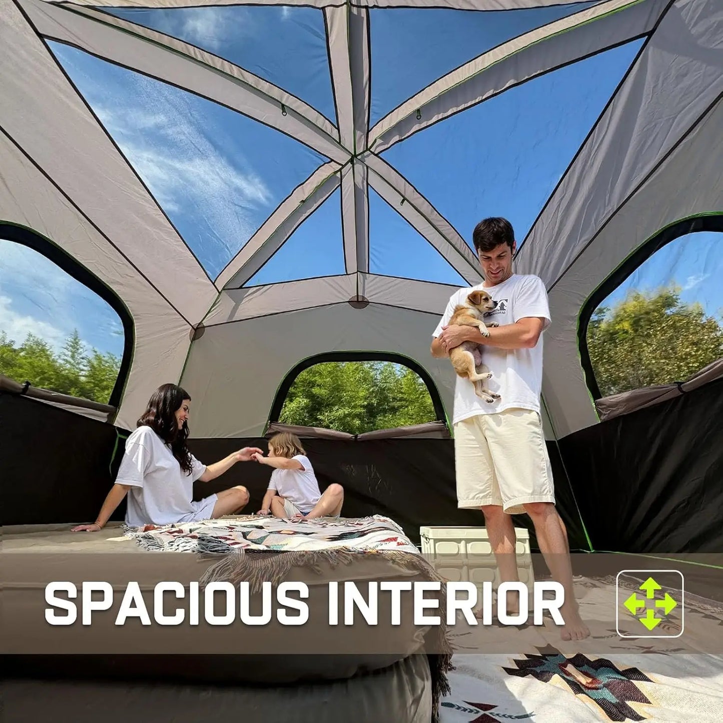 6-Person Waterproof Tent With Rainfly, Family Cabin 





 with Rainfly, Easy Setup Family Cabin Tent for Outdoor Adventures