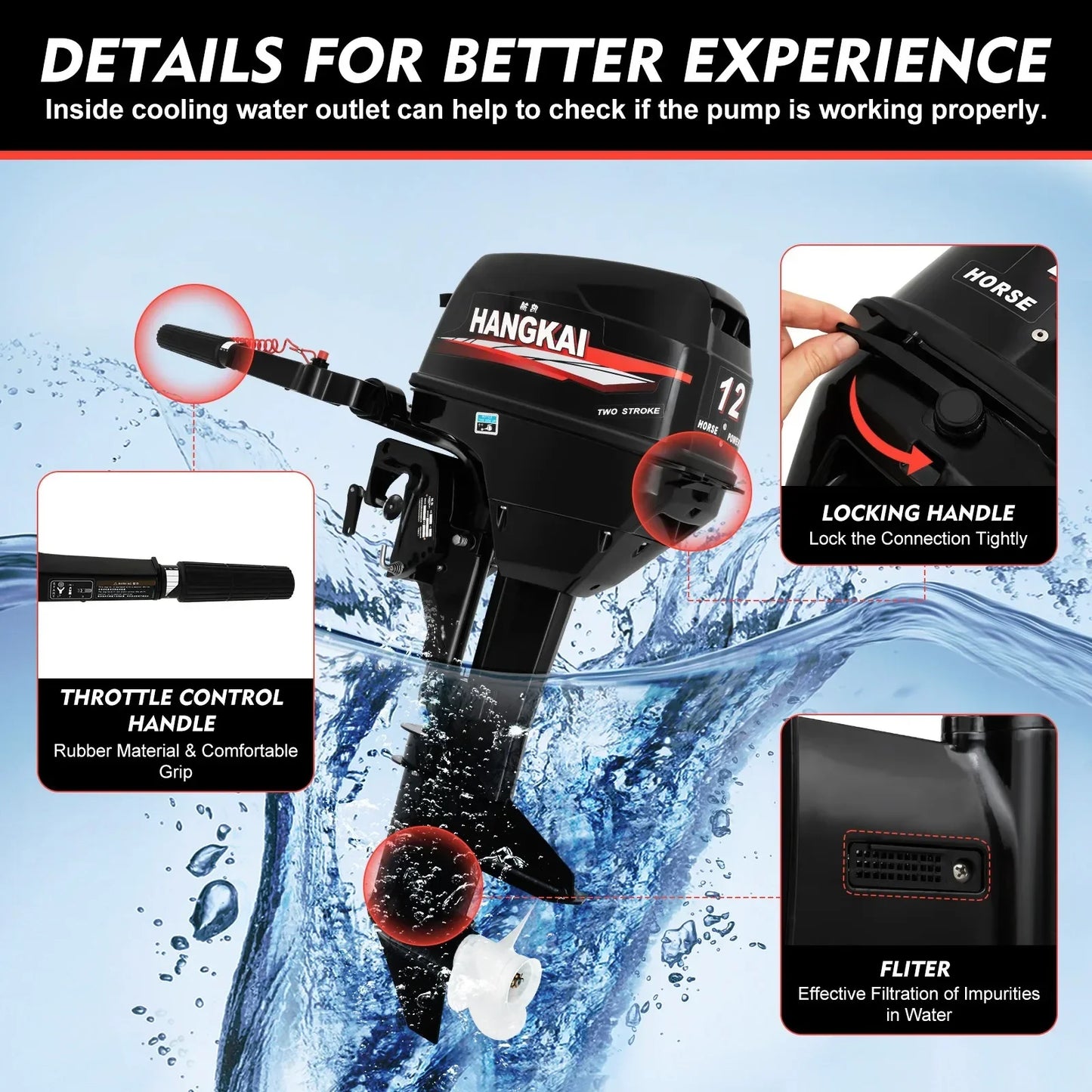 2-Stroke 12HP Outboard Motor for Fishing Boats