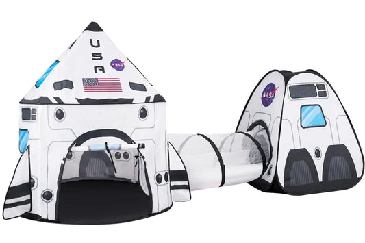 Rocket Ship Play Tents Pop up Tunnel 3-Piece for Kids
