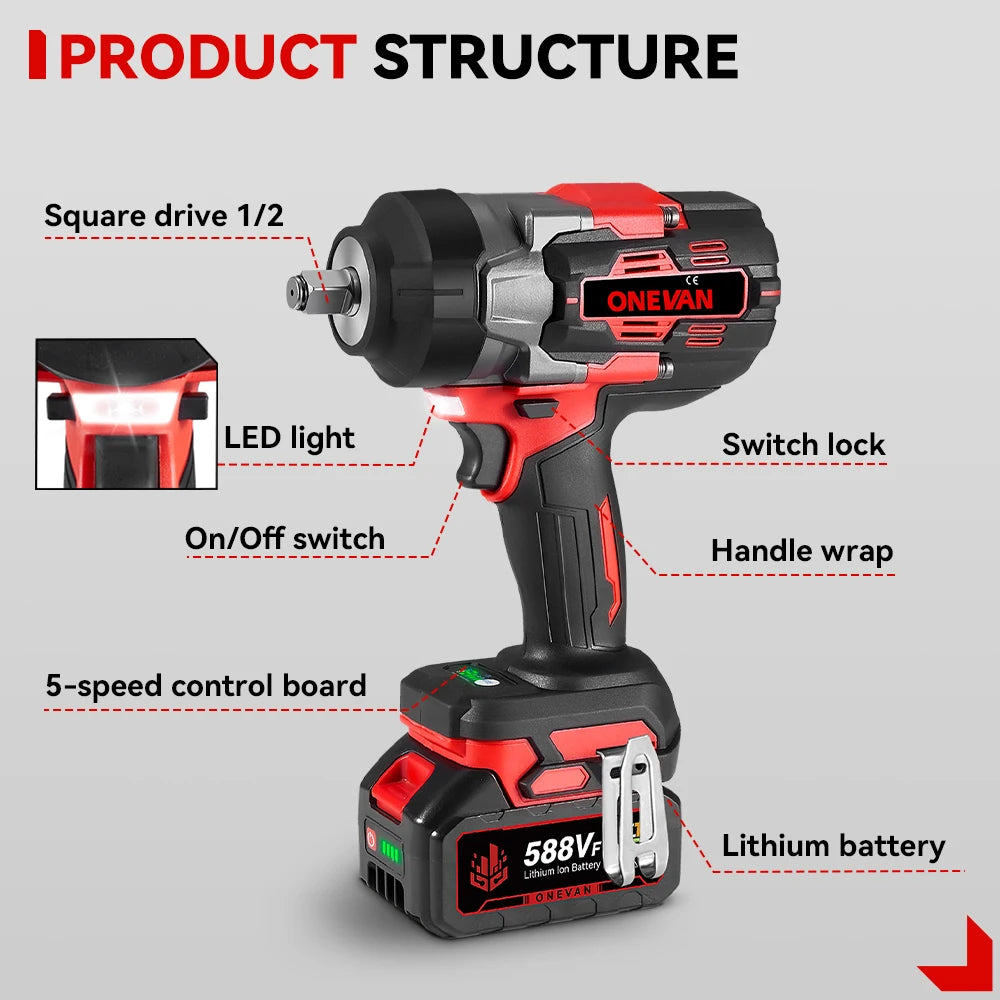 Brushless Electric Impact Wrench 
 Car Repair Screwdriver Drill Power Tool For Makita Battery Pin