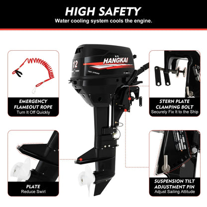 2-Stroke 12HP Outboard Motor for Fishing Boats