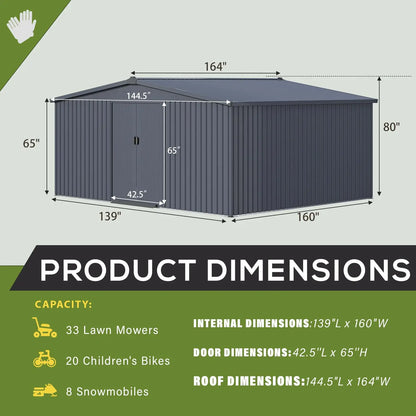 12x14 Outdoor Storage Shed Sliding Door Backyard
