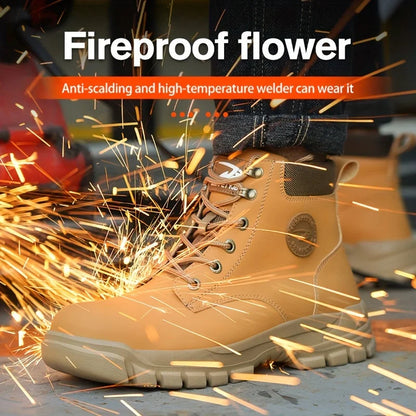 Men's Puncture-Proof Steel Toe Safety Boots Mechanics & Construction