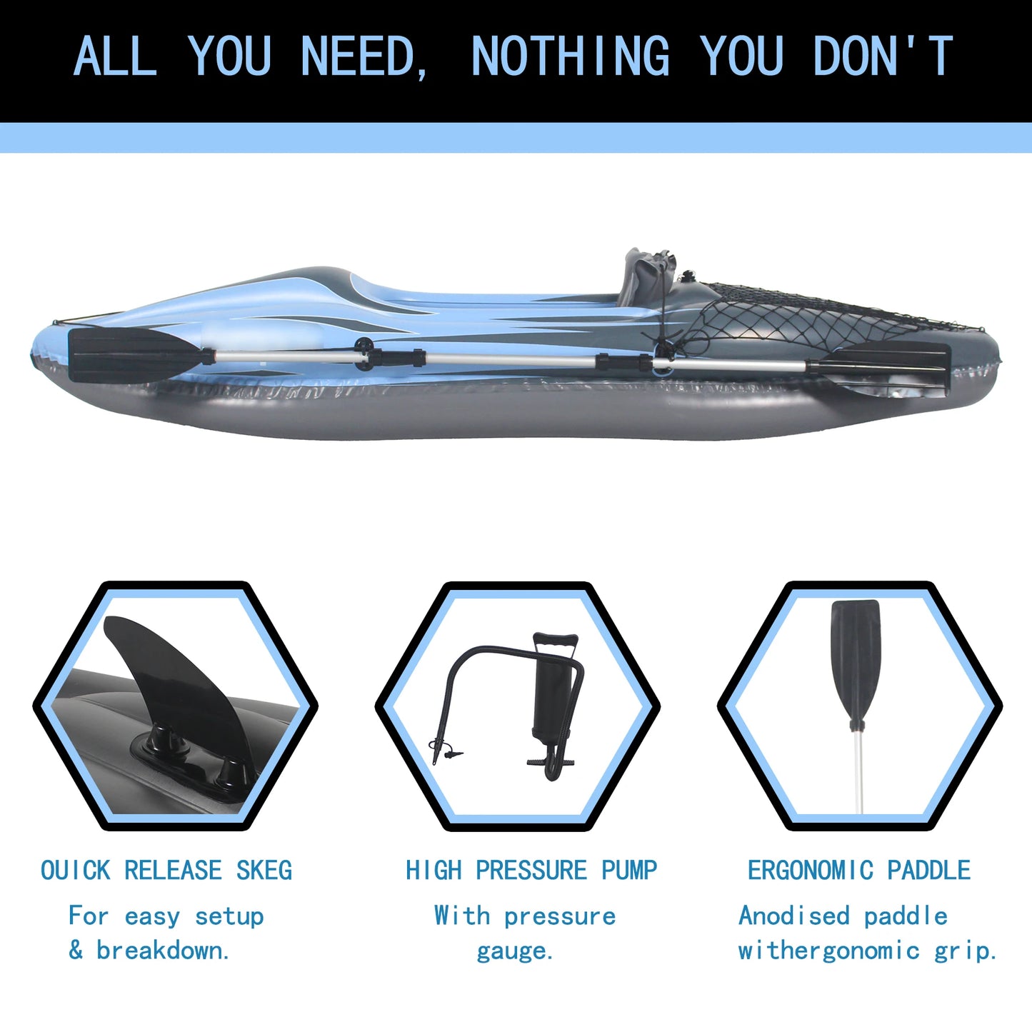 Inflatable Kayak 1 Person Paddle  Lakes & Rivers