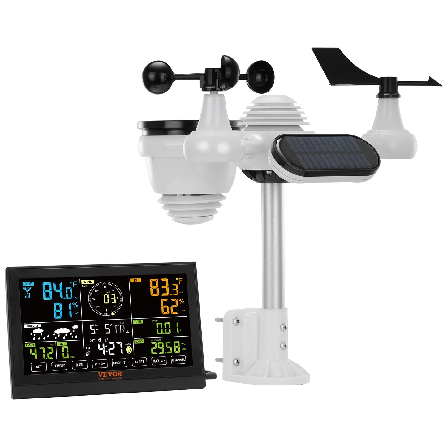 7-in-1 Wireless Weather Station 7.5in Large Color Display