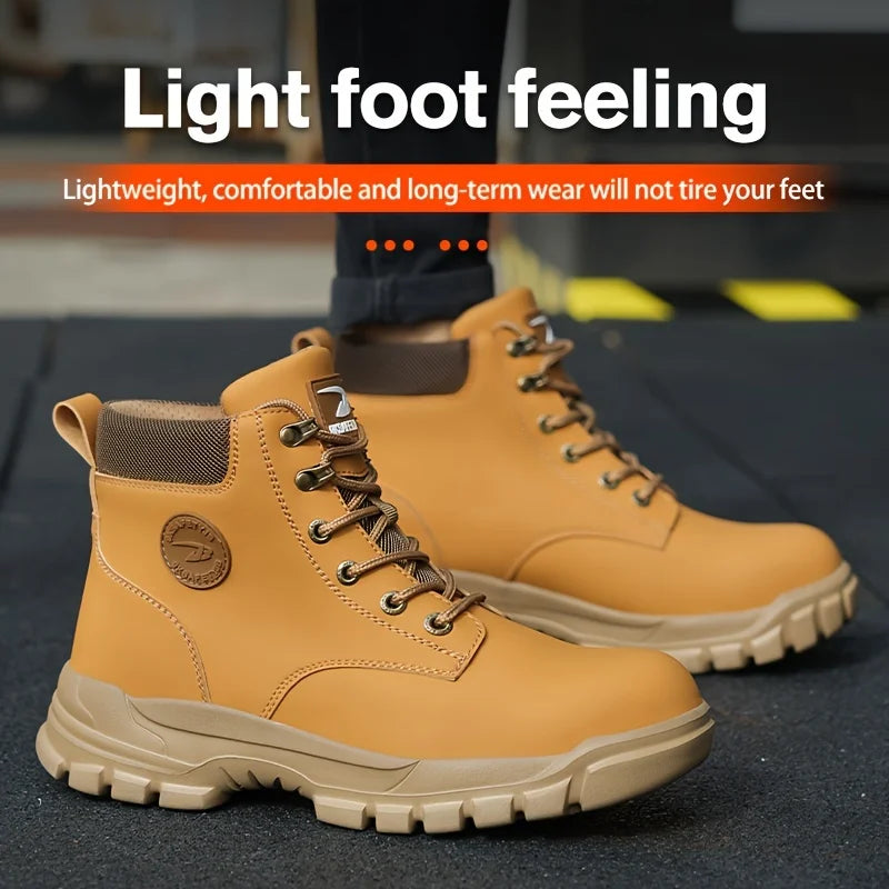 Men's Puncture-Proof Steel Toe Safety Boots Mechanics & Construction
