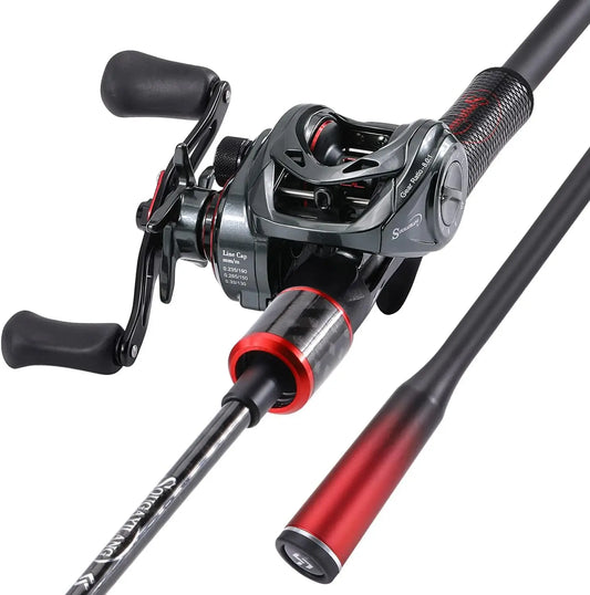 Baitcasting Fishing Rod and Reel Combo, 6'/7' Smooth Casting