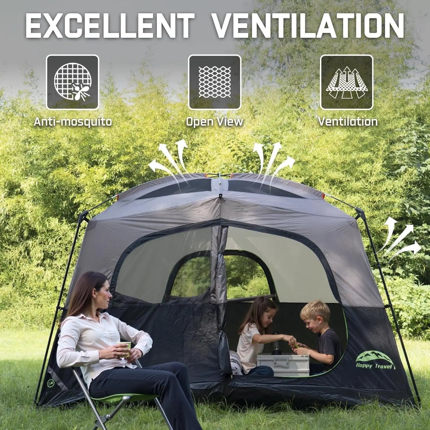 6-Person Waterproof Tent With Rainfly, Family Cabin 





 with Rainfly, Easy Setup Family Cabin Tent for Outdoor Adventures